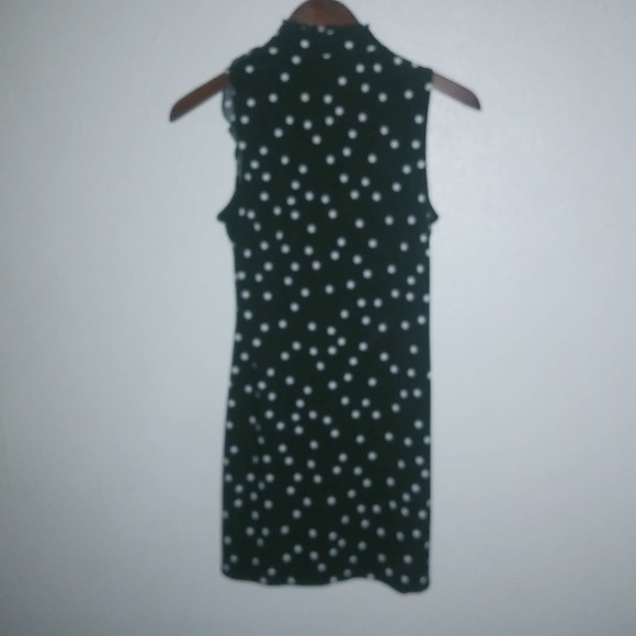 White House Black Market XS Sleeveless Mini Dress Black White Polka Dot - Picture 9 of 11